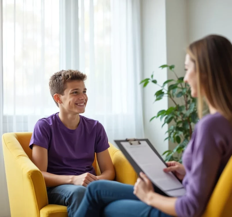 A doctor welcoming a new patient at the consulting desk